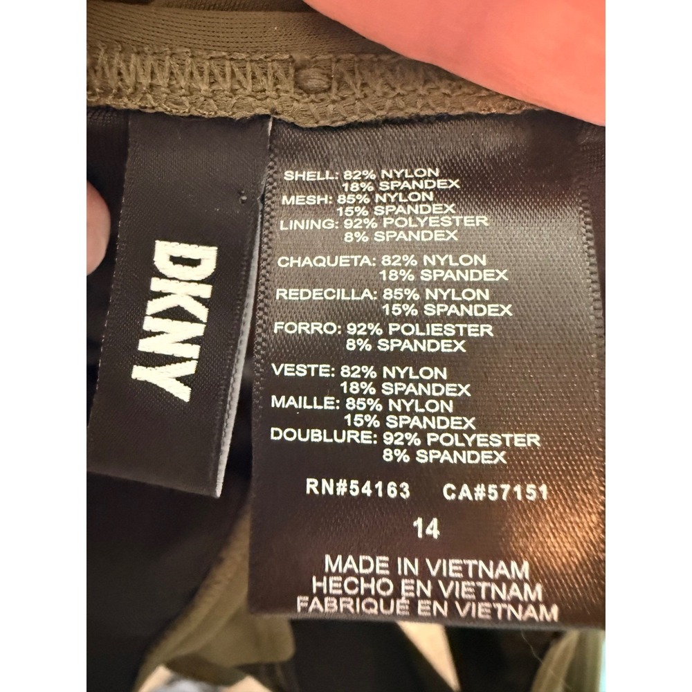 New DKNY Womens Ruched Mesh Side One Piece Swimsuit Olive Green DI2MS536 Size 14 - Picture 13 of 13